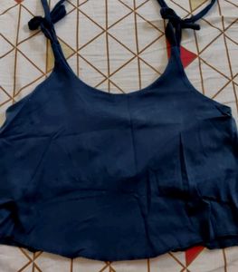 Navy Blue "POPSY" Crop Top