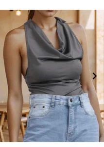 Chic Halter Neck Drape Top (L)