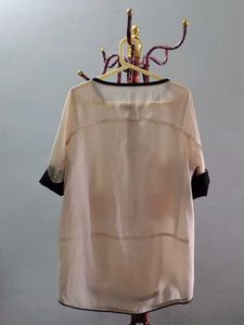Sheer Chiffon Top with Black Trim