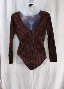 I. Velvet Ribbed Bodysuit