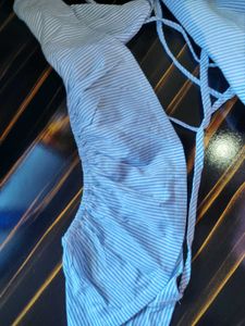 Shein Blue Striped Crop Top with plazzo