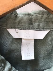 H&amp;M Olive Green Linen Women Shirt