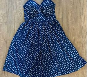Blue Floral Print Midi Dress