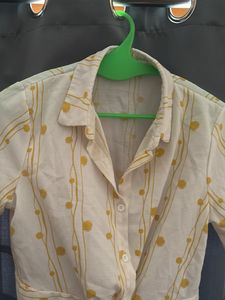 Cream &amp; Yellow Dotted Button-Up Shirt