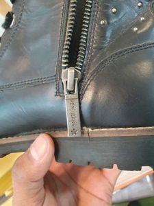 Pepe Jeans || Stylish Black Studded Lace-Up Boots