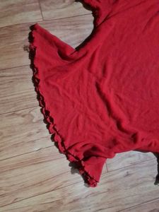 Cute Red Lettuce Trim Top