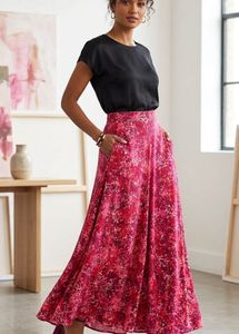 Vibrant Pink Floral Skirt with crepe li
