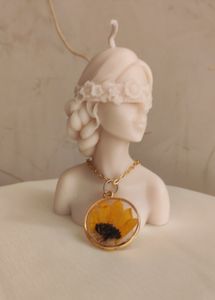 Real Sunflower Floral Necklace Pendant