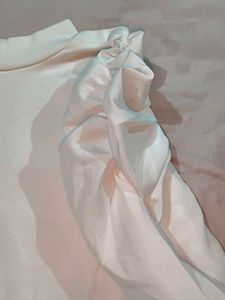 White Mock Neck Puff Sleeve Top