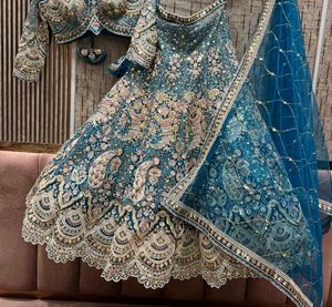 Exquisite Teal Embroidered Lehenga Choli