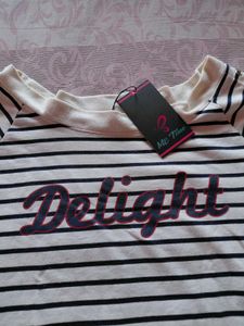 Striped T-Shirt with "Delight" Print