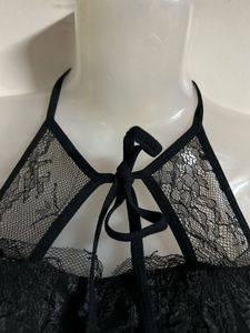 Black Lace Halter Neck Crop Top