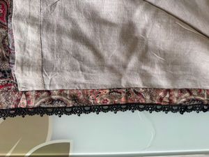 Paisley Print Blouse with Lace Trim
