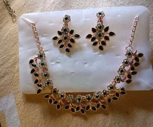 Rose Gold Plated Jewellery Black Set
