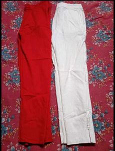 Red &amp; White Pencil Pants Set