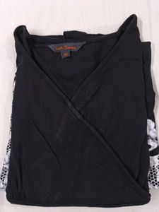 Chic Black Dress with White Lace Detail