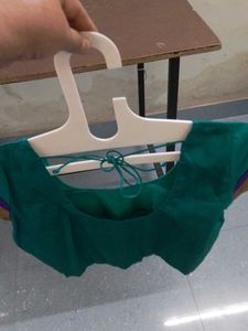 Teal Blouse with Decorative Trim