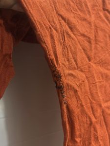 Rust Orange Embroidered Kurta with pant