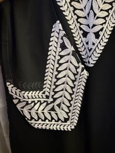 Elegant Black Kurta with White Embroidery