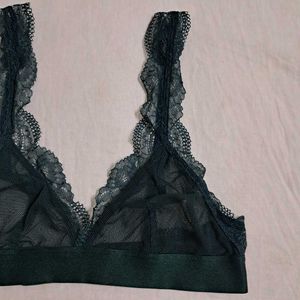 Y2k Vintage Dark Green Layering Lace Bra