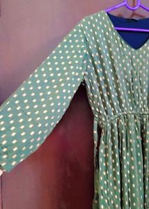 Green Polka Dot Flared Dress
