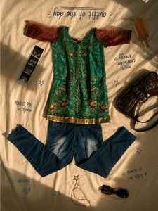 y2k top and jeans