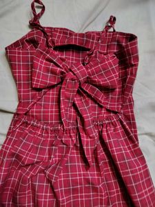Red Plaid Button-Up Dress