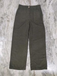 Olive Corduroy Wide Leg Pants