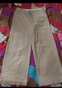 Khaki Wide Leg Trousers
