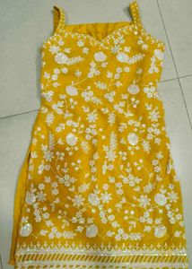 Yellow Embroidered Kurta Set with Dupatta