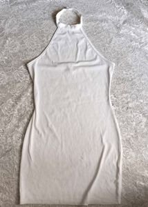 white halter neck backless dress