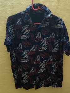 Men's Leaf Print Button-Down Shirt