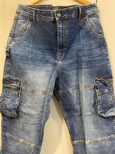 Blue Denim Cargo Pants