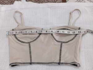 Cream Corset Top with Contrast Stitching