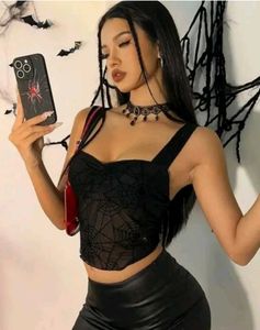 🕸️🕷️Gothic Spiderweb Mesh Crop Top