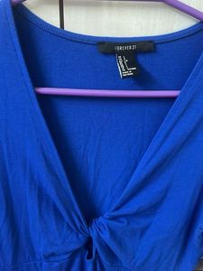 Vibrant Blue Twist Front Midi Dress