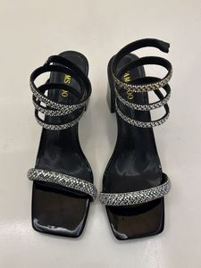 Sparkling Black Block Heels