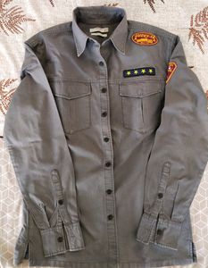 Men Grey Regular-fit Pocket Sustainable Casual Shi
