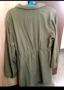 🔥Zudio 🔥Olive Green Button-Up Midi Dress