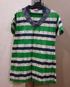 Striped V-Neck Tunic Top