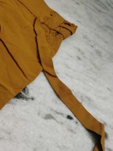Mustard Yellow Paperbag Waist Pants