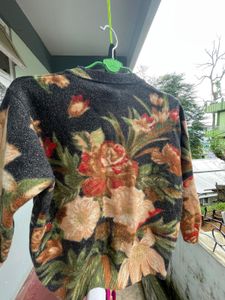 Cozy Floral Print Cardigan