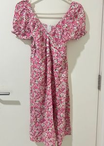 Pink Ditsy Floral Midi Dress