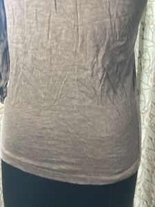 Marks &amp; Spencer Basic Brown 3/4 Sleeve Top