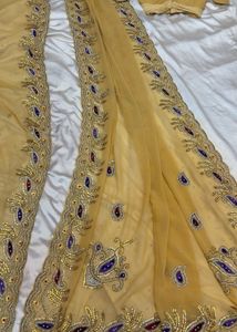 Elegant Yellow Embroidered Saree
