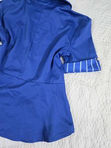 korean Stylish Blue Striped Tunic Top bust 36