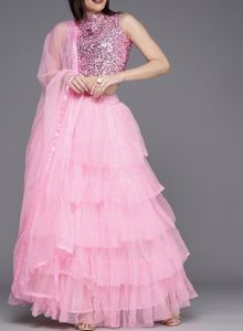 Pink Sequinned ready to wear Lehenga Choli Set