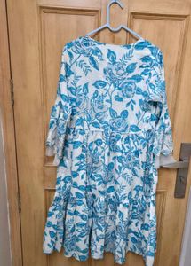 Blue Floral Print A line dress