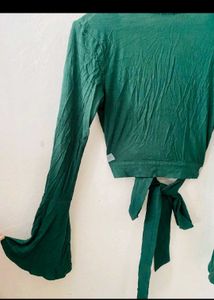 Elegant Emerald Green Wrap Crop Top
