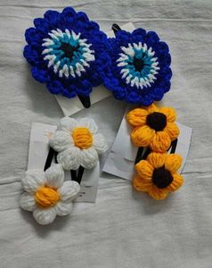 Handmade Crochet Flower Hair Clips